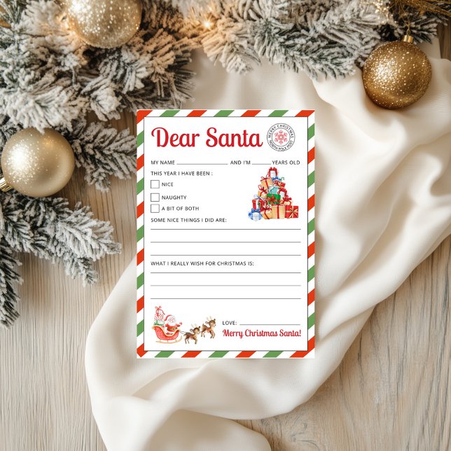 Lettre à Père Noël Kids Lettre à Père Noël imprima (Letter to Santa Kids Letter to Santa Printable)