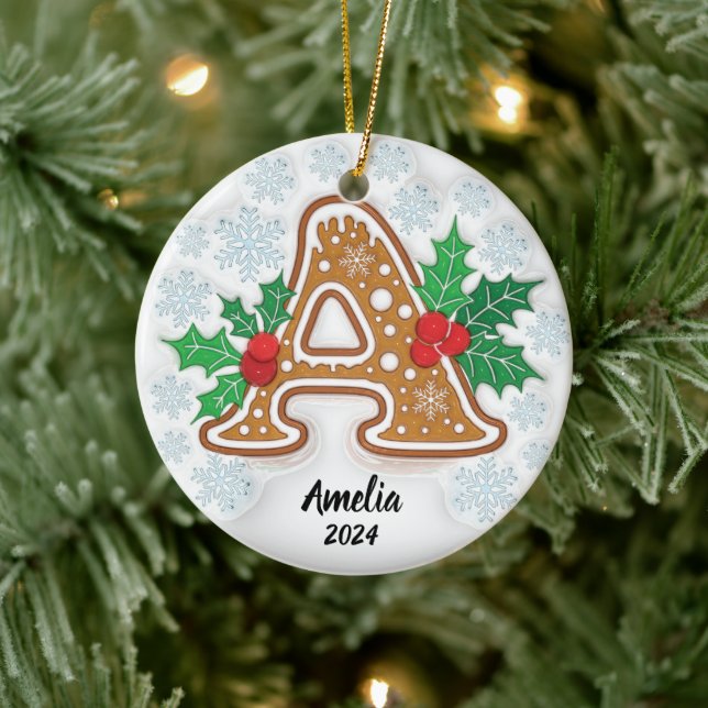 Lettre A Personnalisé Monogramme de Noël Ornement (Arbre)