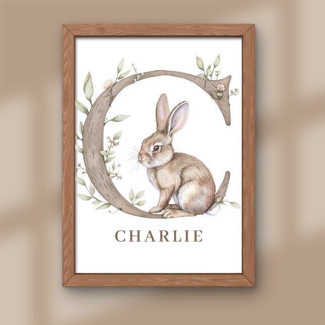 Lettre alphabet animal C Enfants Nom Bunny Poster (Créateur téléchargé)