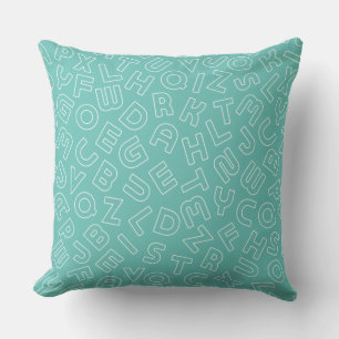 LETTRE Alphabet Aqua TurquoiseCher Coussin animal