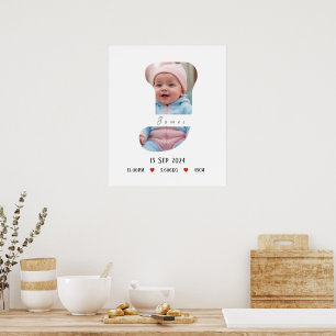 Lettre Alphabet bébé personnalisée - J - Poster