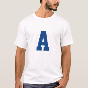 LETTRE Alphabet Bleu Gras Mens T-shirt