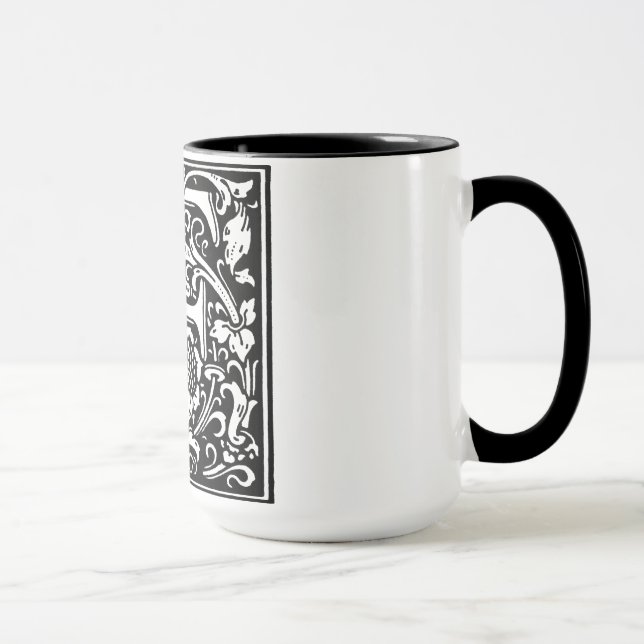 Lettre alphabet de style Renaissance F sur Mug (Droite)