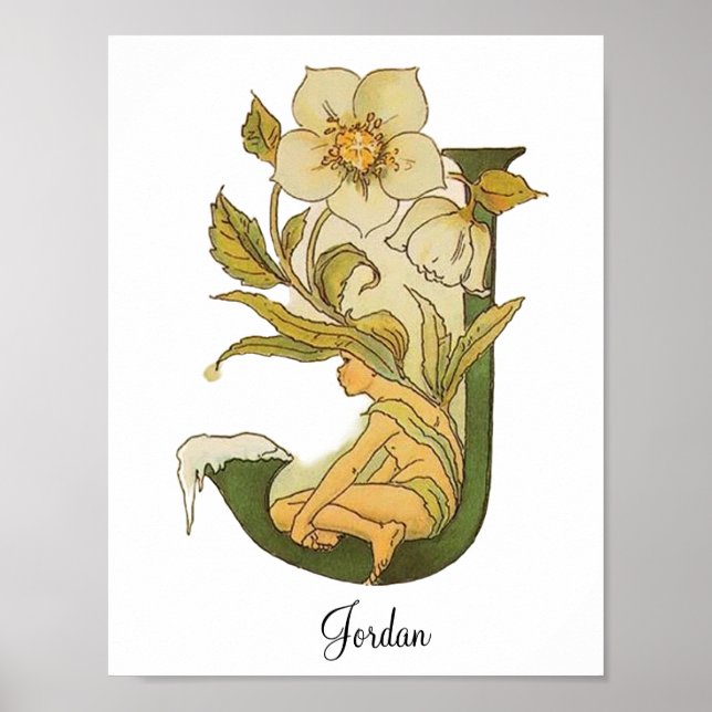 Lettre alphabet Vintage personnalisée Poster J (Devant)