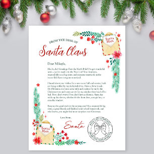 Lettre aquarelle du Père Noël pour enfants