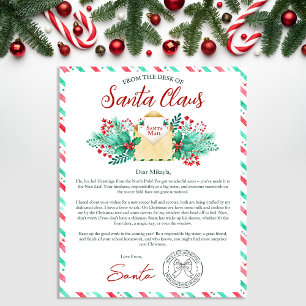 Lettre aquarelle du Père Noël pour enfants