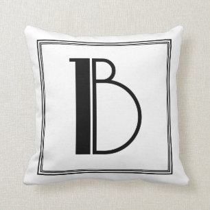 Lettre Art déco B Coussin monogramme
