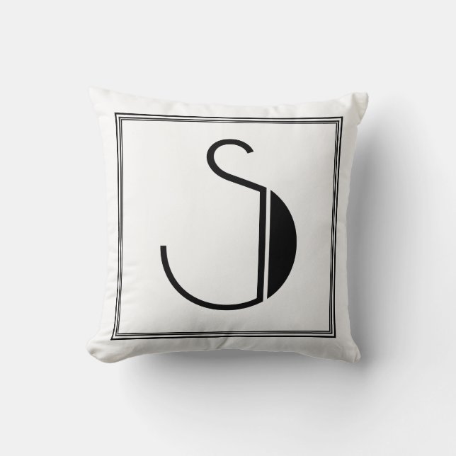Lettre Art Déco S Coussin monogramme (Recto)