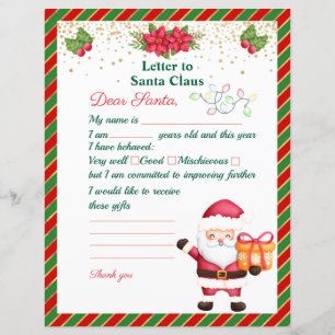 Lettre au Père Noël Liste de Vœux de Noël Pour les