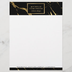 Lettre Avec Motif En-tête du concepteur de marbre noir et or
