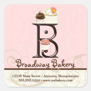 Lettre B Monogram Cupcake Logo Autocollants d'affa