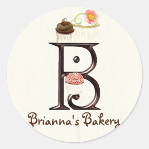 Lettre B Monogram Cupcake Logo Autocollants d'affa