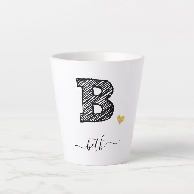 Lettre B Monogramme de croquis rétrospectif, Mug l (Devant)