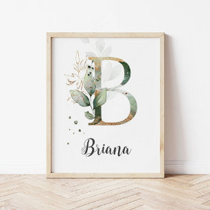 Lettre B Monogramme de verdure Impression de nom d