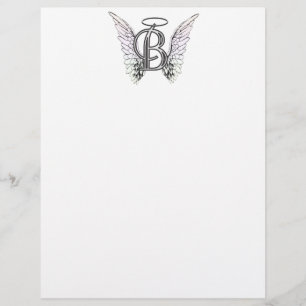 Lettre B Monogramme initial avec ailes angéliques