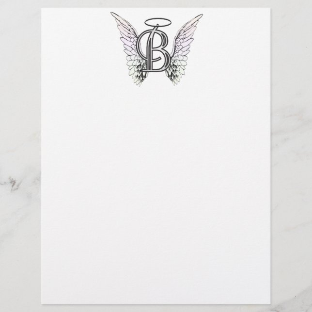 Lettre B Monogramme initial avec ailes angéliques  (Devant)