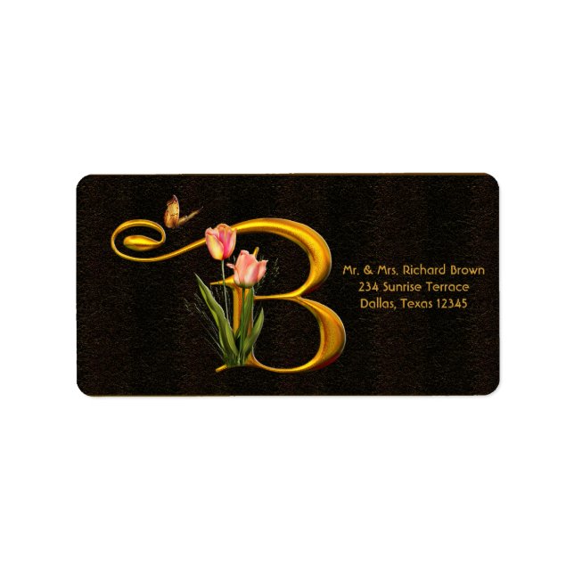 Lettre B Monogramme Tulip Étiquette de adresse pap (Devant)