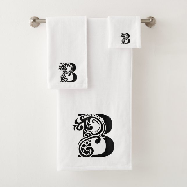 LETTRE B noir monogramme de luxe sur blanc (En situation)