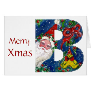 LETTRE B / SANTA CLAUS AVEC MONOGRAMME ROUGE RIBBO