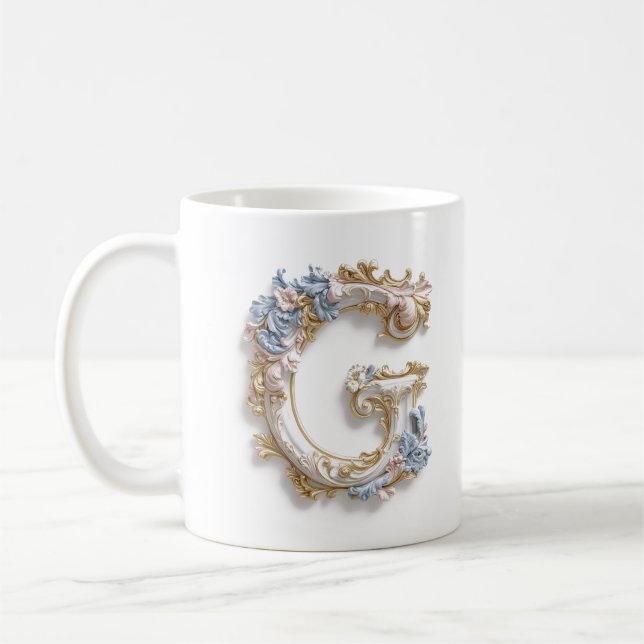 Lettre baroque 'D' Mug pour une Princesse au café (Gauche)