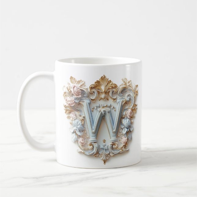 Lettre baroque 'W' Mug pour une Princesse au café (Gauche)