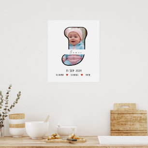 LETTRE Bébé PERSONNALISÉE J AVEC AFFICHE DE FRONTI