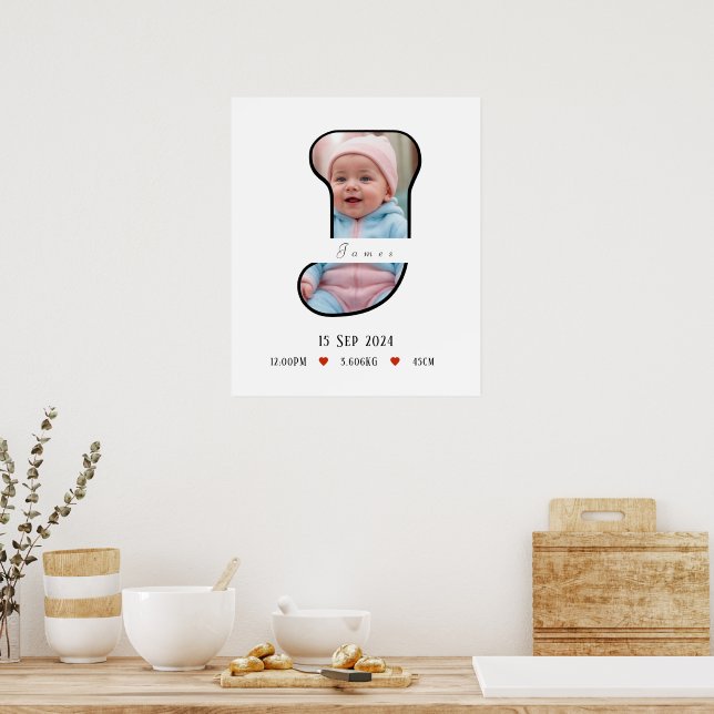 LETTRE Bébé PERSONNALISÉE J AVEC AFFICHE DE FRONTI (Cuisine)