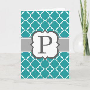 Lettre bleue turquoise P Quatrefoil de monogramme