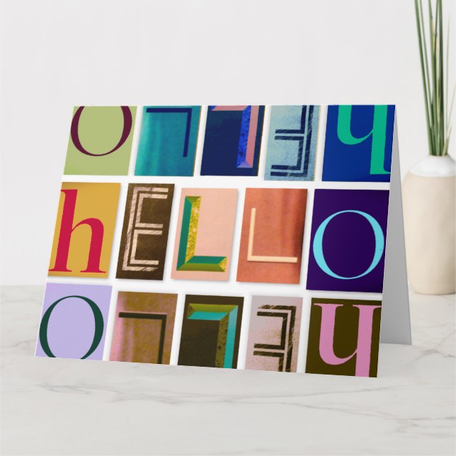 LETTRE BONJOUR CARTE DE TYPOGRAPHIE (GRANDE) (Devant)