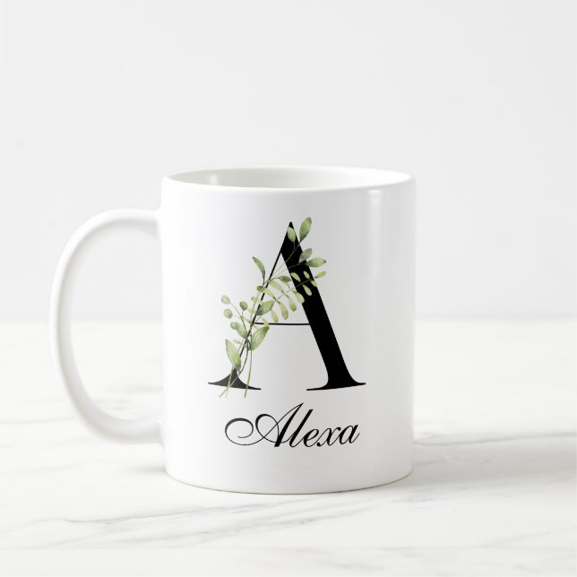 Lettre botanique A | Mug élégant avec nom personna (Gauche)