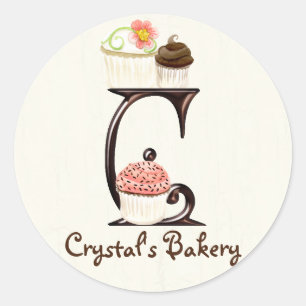 Lettre C Monogram Cupcake Logo Stickers Entreprise