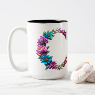 Lettre C Mug de café - Design floral pour le don