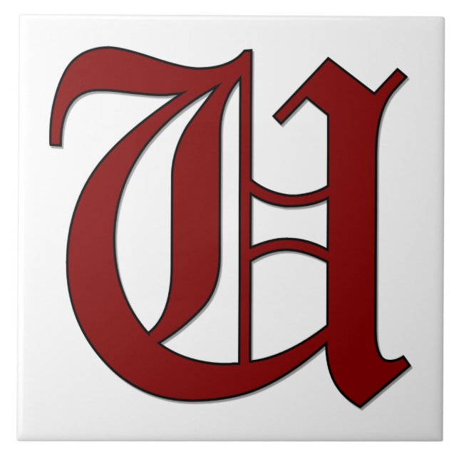 Lettre Canterbury U en carreaux Monogrammes rouges (Devant)