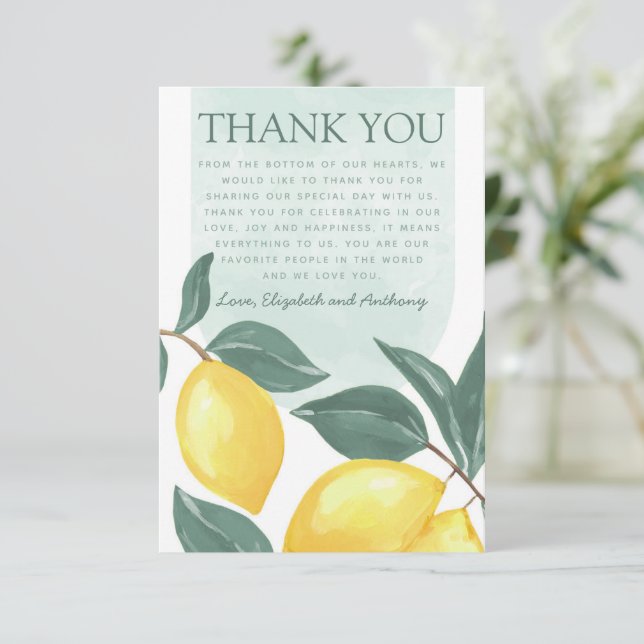 Lettre Carte de remerciements Citrus Lemon (Debout devant)