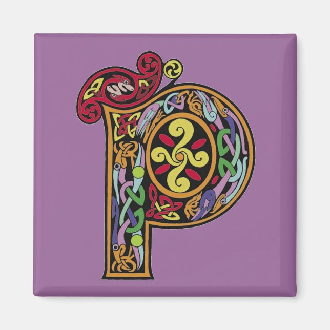 Lettre celtique 'P' - Magnet (Devant)