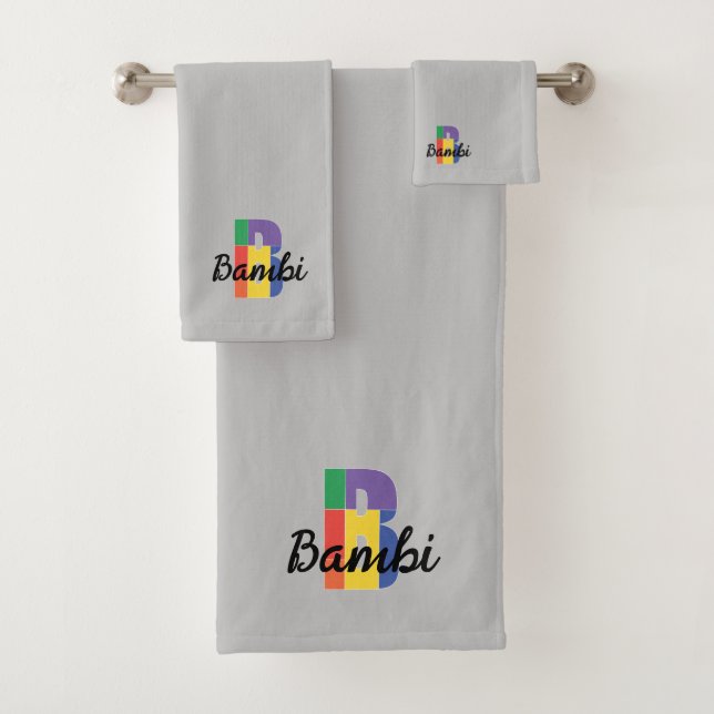 Lettre classique B couleur monogrammed gris (En situation)