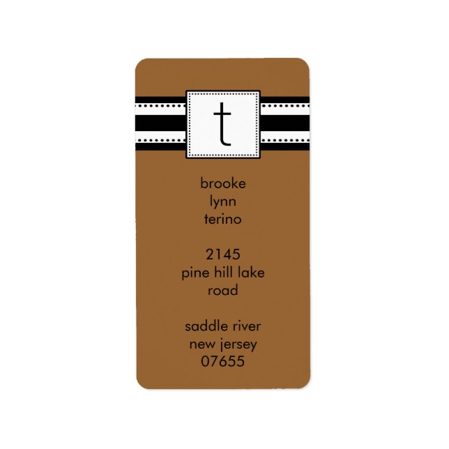 LETTRE Classique T Monogramme Étiquettes de adress (Devant)
