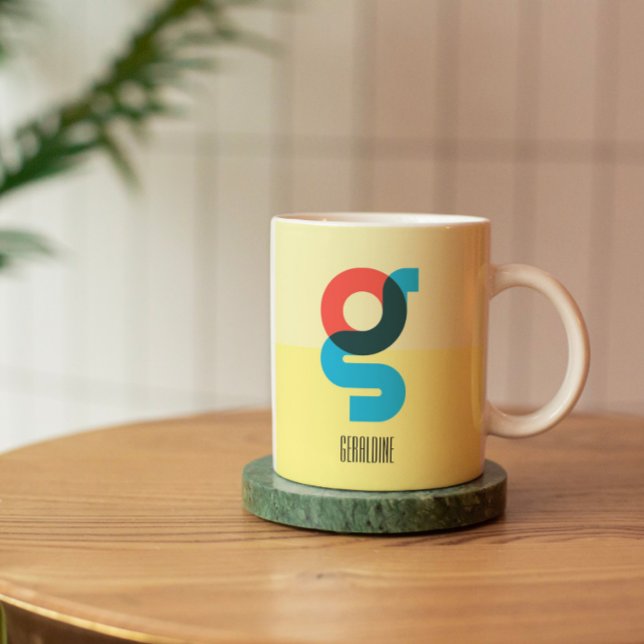Lettre colorée personnalisée Monogramme G Mug de c (Créateur téléchargé)