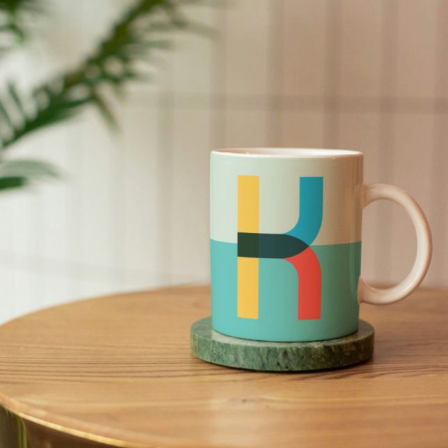 Lettre colorée unique amusante K Café Mug (Créateur téléchargé)
