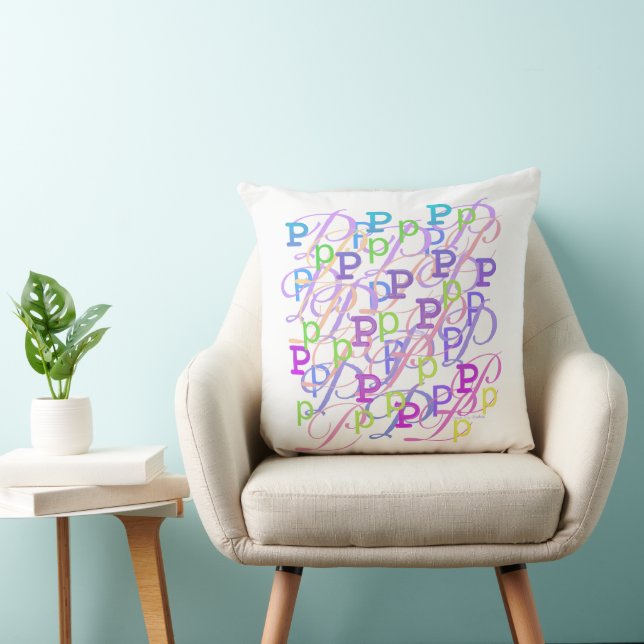 Lettre Confettis "P" Coussin à Jeter (Chaise)