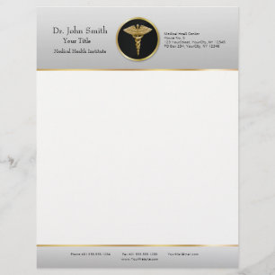 Lettre Customisable Caducée Médicale professionnel d'or - en-tête de