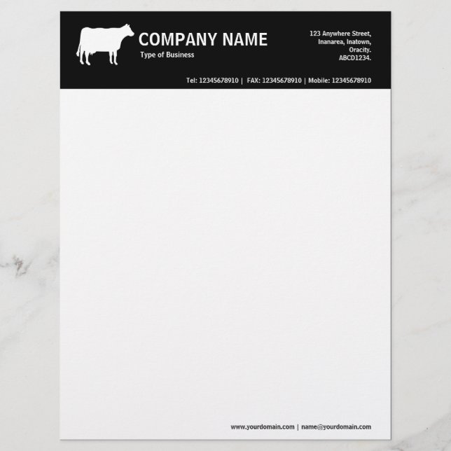 Lettre Customisable En-tête blanc de couleur de la vache 2in - noir (Devant)