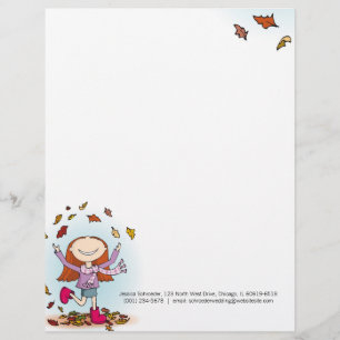 Lettre Customisable En-tête de la fille de l'automne
