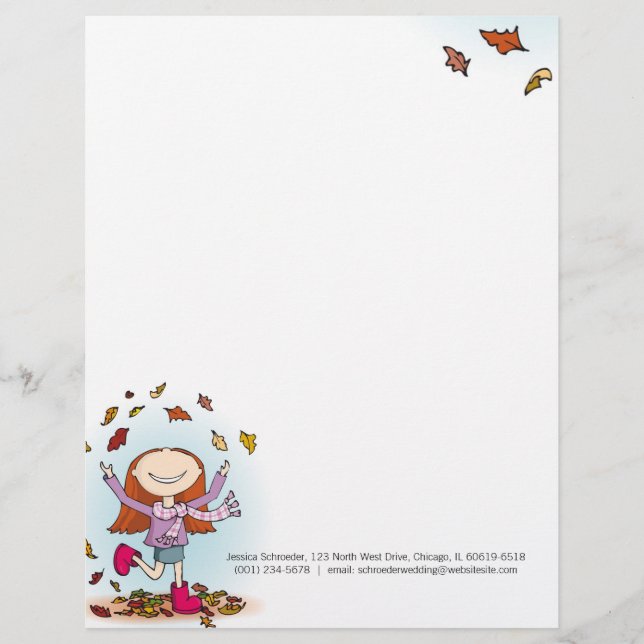 Lettre Customisable En-tête de la fille de l'automne (Devant)