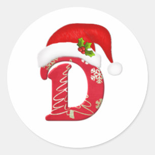 Lettre D, autocollant de monogramme de Noël de