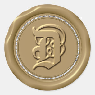 *~* Lettre D Cercle Diamant Stickers de cire d'or