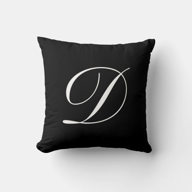 Lettre D Coussin de monogramme noir (Recto)