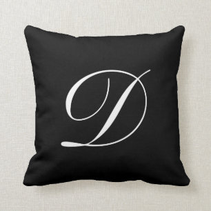Lettre D Coussin de monogramme noir