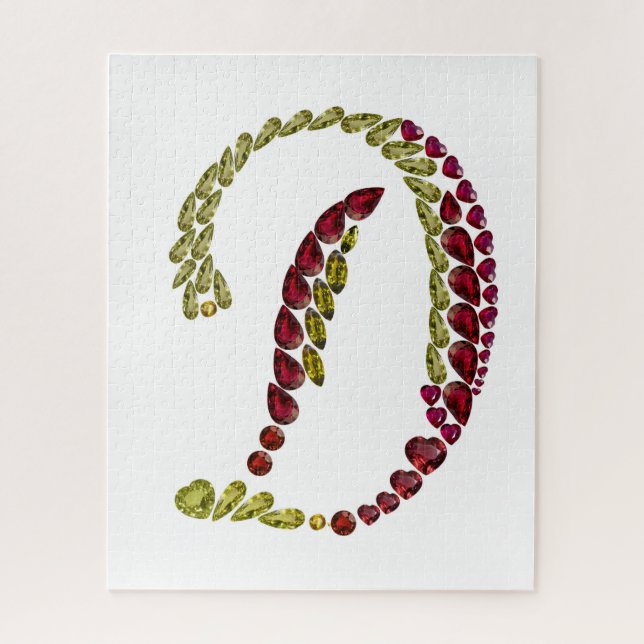 Lettre D faite avec Gemstones Nom Puzzle (Vertical)