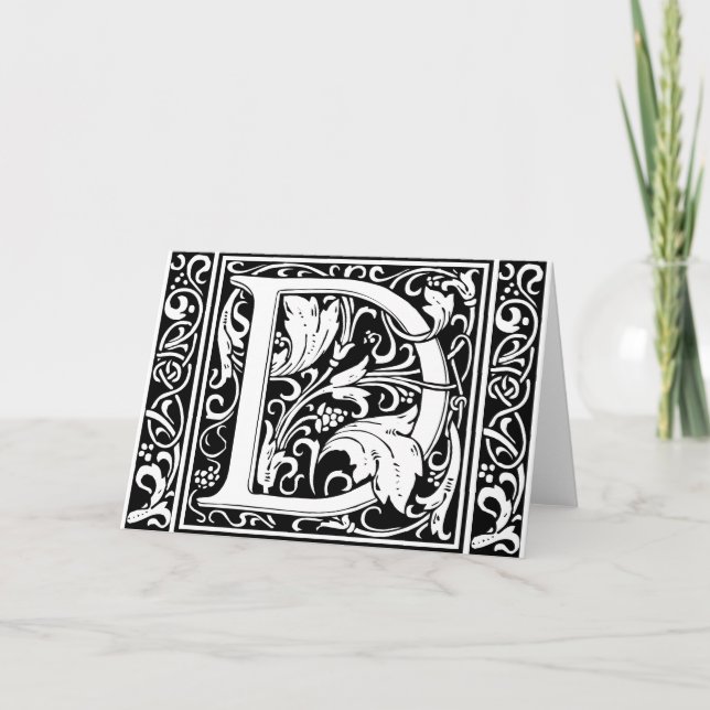 Lettre D Monogramme médiéval Art Nouveau (Devant)